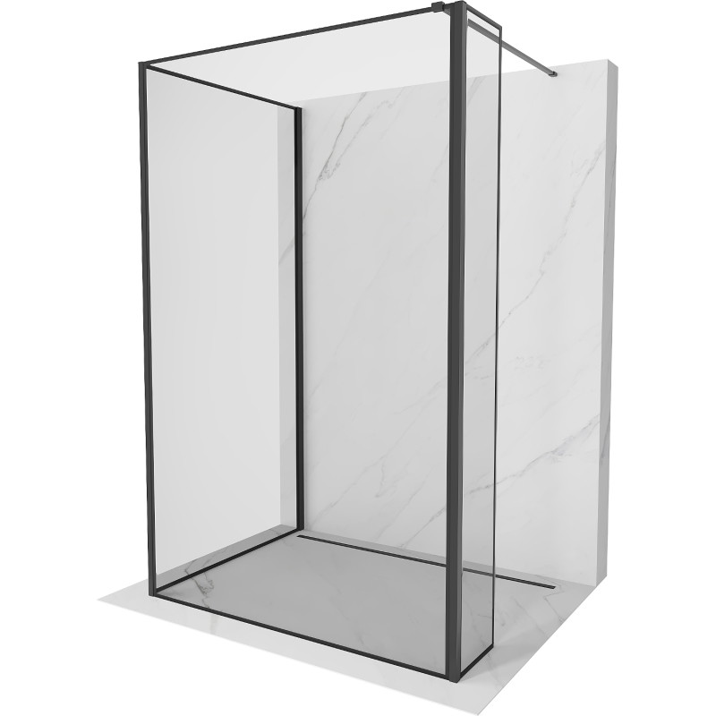 Mexen Kioto sprchová stěna Walk-in 120 x 80 x 40 cm, černý rám, černá - 800-120-080-221-70-70-040