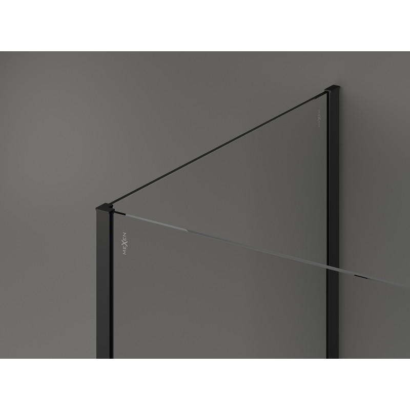 Mexen Kioto sprchová stěna Walk-in 120 x 80 x 40 cm, černý rám, černá - 800-120-080-221-70-70-040