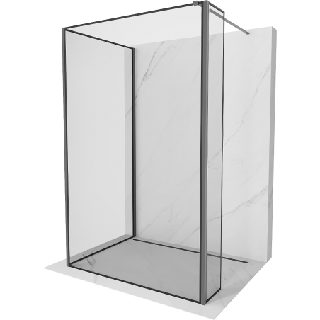Mexen Kioto sprchová stěna Walk-in 90 x 80 x 30 cm, černý rám, gun metal - 800-090-080-221-95-70-030