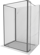 Mexen Kioto sprchová stěna Walk-in 90 x 80 x 30 cm, černý rám, gun metal - 800-090-080-221-95-70-030