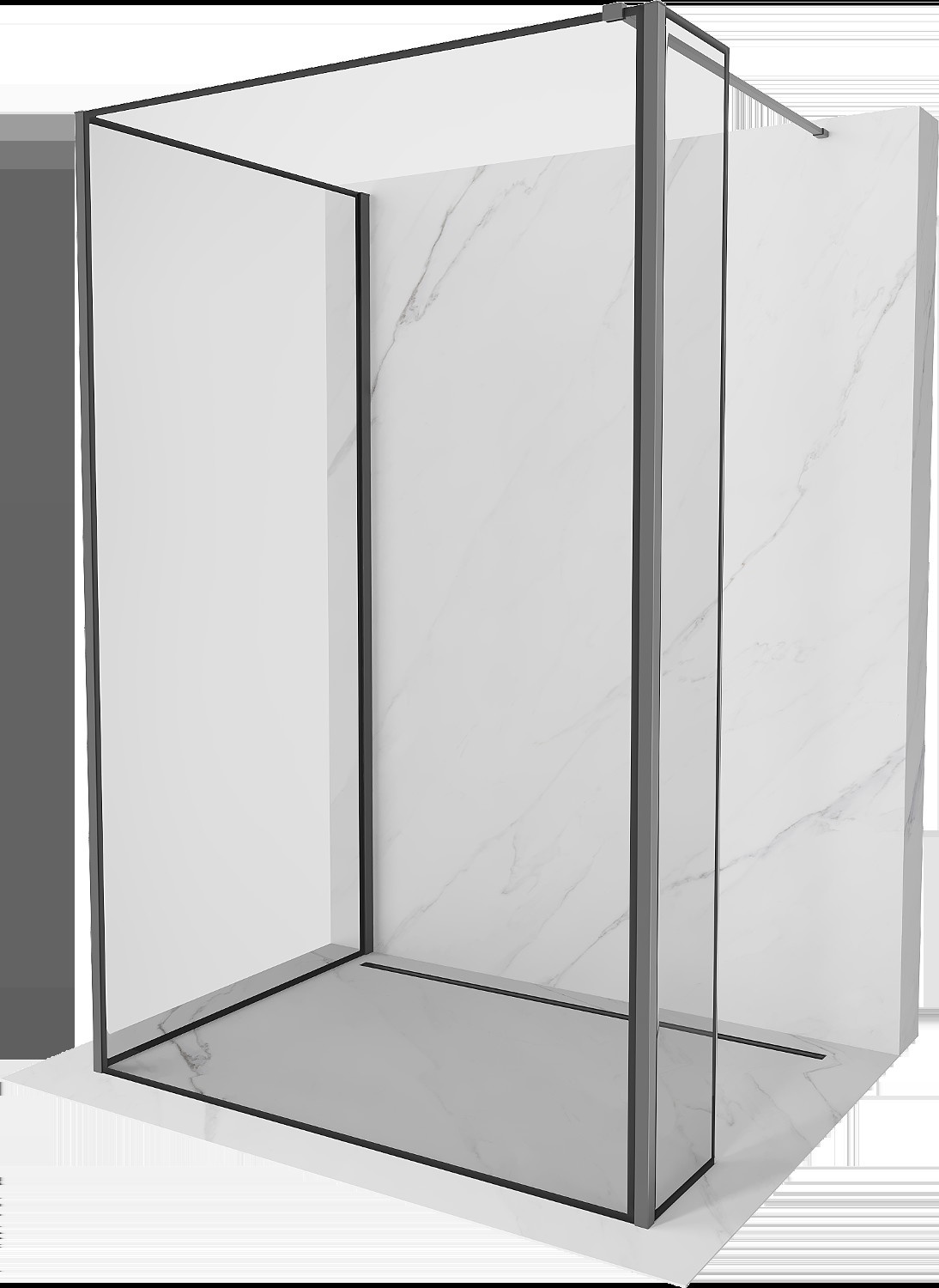 Mexen Kioto sprchová stěna Walk-in 110 x 100 x 30 cm, černý vzor, gun metal - 800-110-100-221-95-70-030