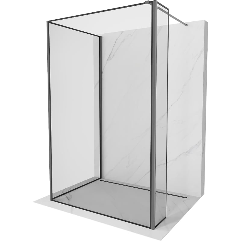Mexen Kioto sprchová stěna Walk-in 130 x 100 x 30 cm, černý rámeček, gun metal - 800-130-100-221-95-70-030