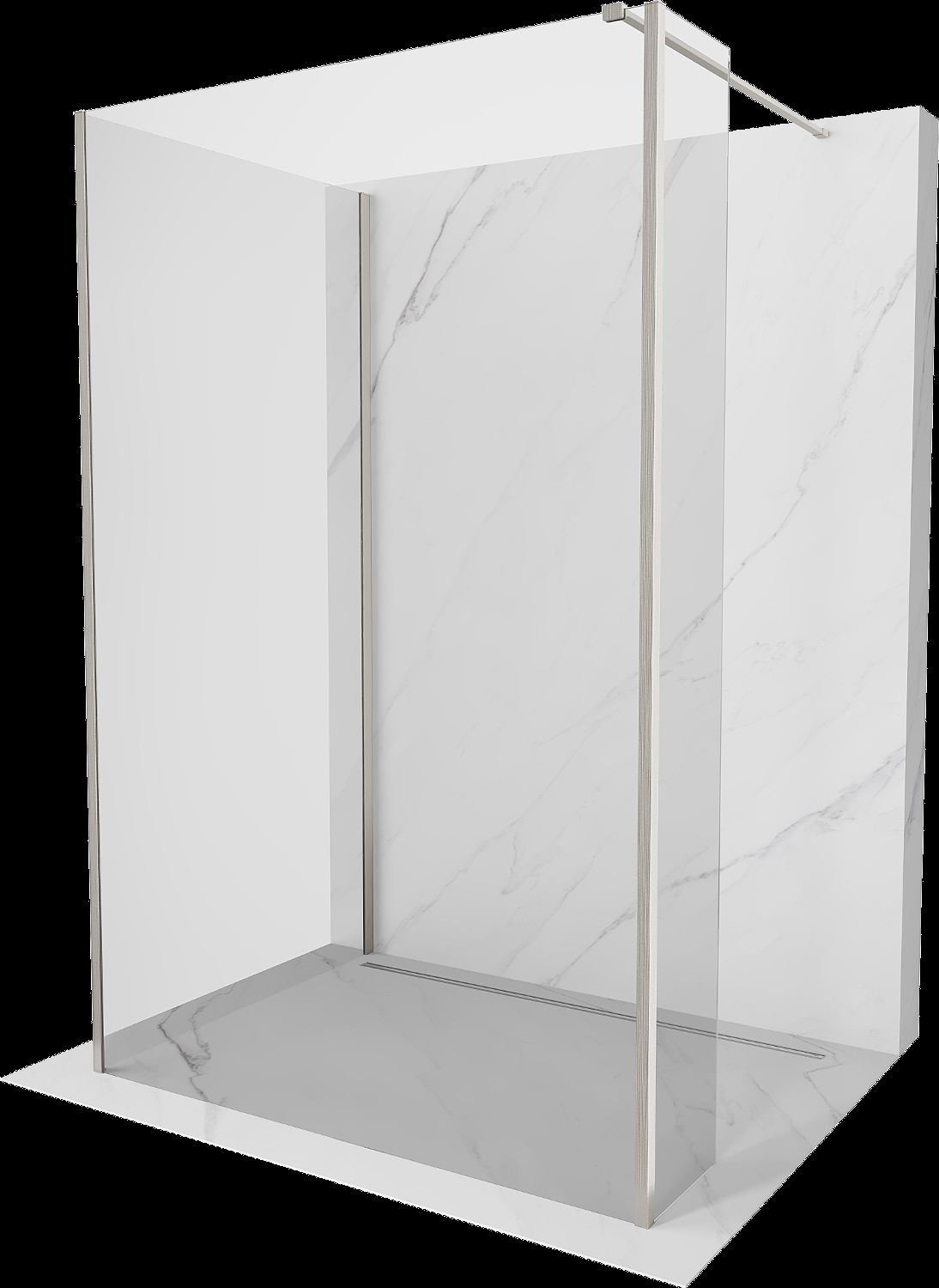 Mexen Kioto sprchová stěna Walk-in 125 x 70 x 30 cm, transparentní, kartáčovaný nikel - 800-125-070-221-97-00-030