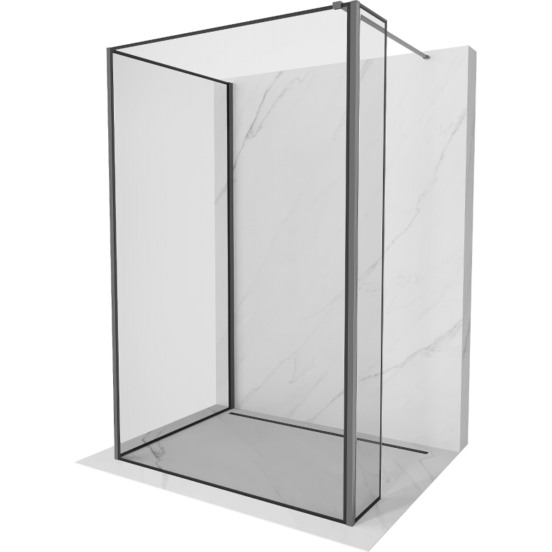 Mexen Kioto sprchová zástěna Walk-in 130 x 120 x 40 cm, černý rám, gun metal - 800-130-120-221-95-70-040