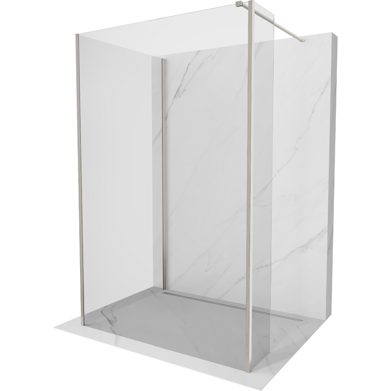 Mexen Kioto sprchová zástěna Walk-in 120 x 90 x 30 cm, transparentní, kartáčovaný nikl - 800-120-090-221-97-00-030