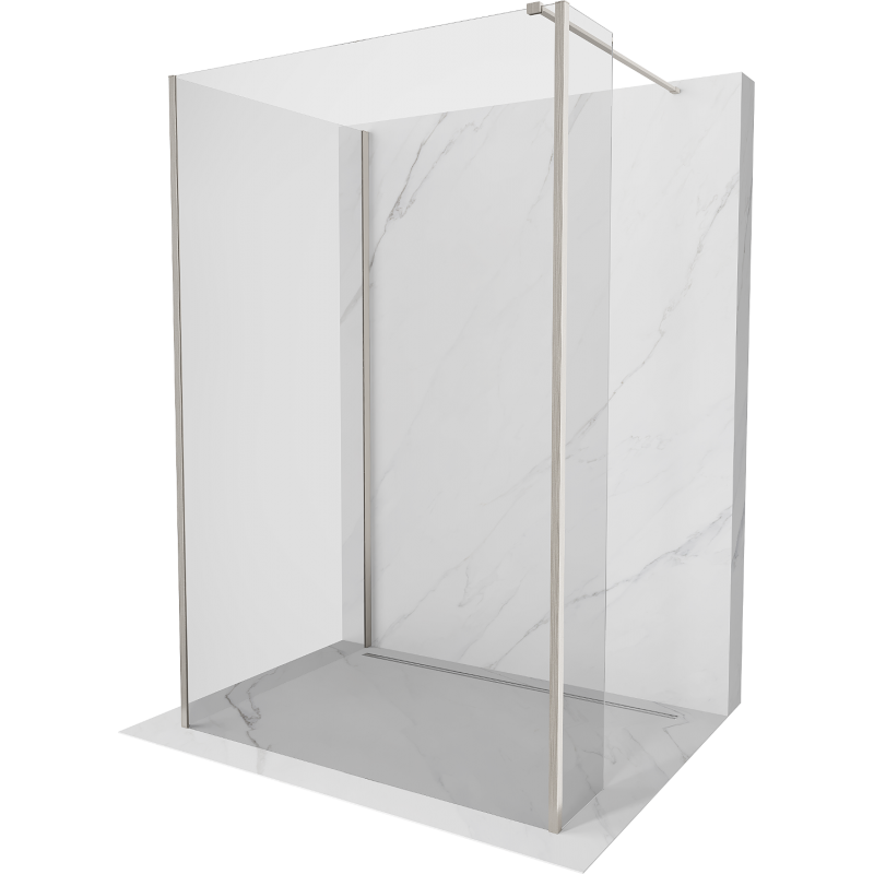 Mexen Kioto sprchová stěna Walk-in 125 x 90 x 30 cm, transparentní, kartáčovaný nikl - 800-125-090-221-97-00-030