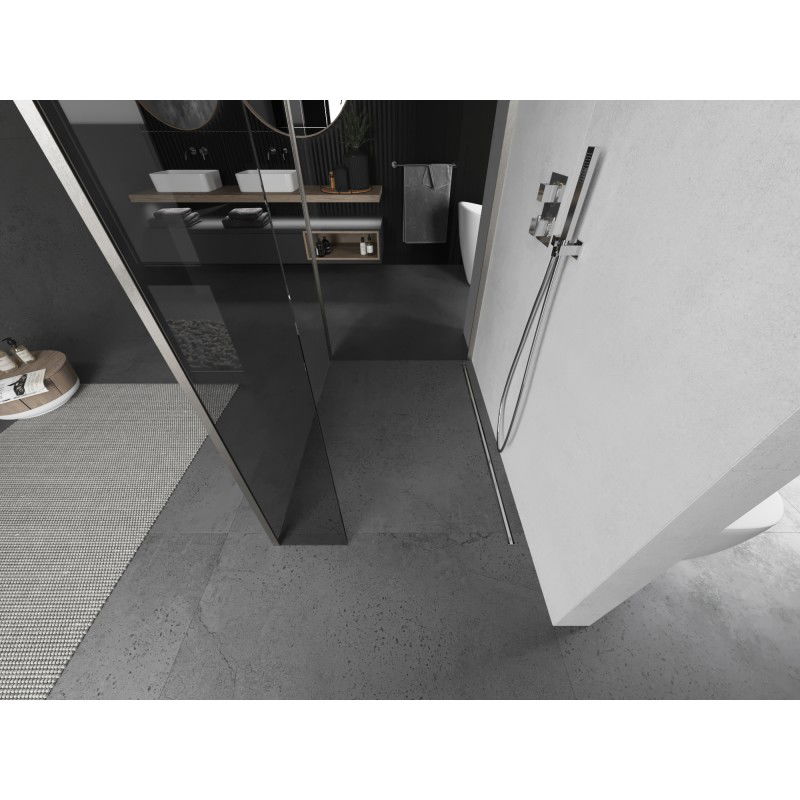Mexen Kioto sprchová stěna Walk-in 130 x 90 x 30 cm, transparentní, kartáčovaný nikl - 800-130-090-221-97-00-030