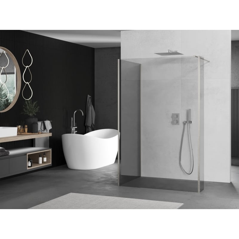 Mexen Kioto sprchová zástěna Walk-in 135 x 100 x 30 cm, průhledná, kartáčovaný nikl - 800-135-100-221-97-00-030