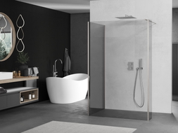 Mexen Kioto sprchová zástěna Walk-in 135 x 100 x 30 cm, průhledná, kartáčovaný nikl - 800-135-100-221-97-00-030