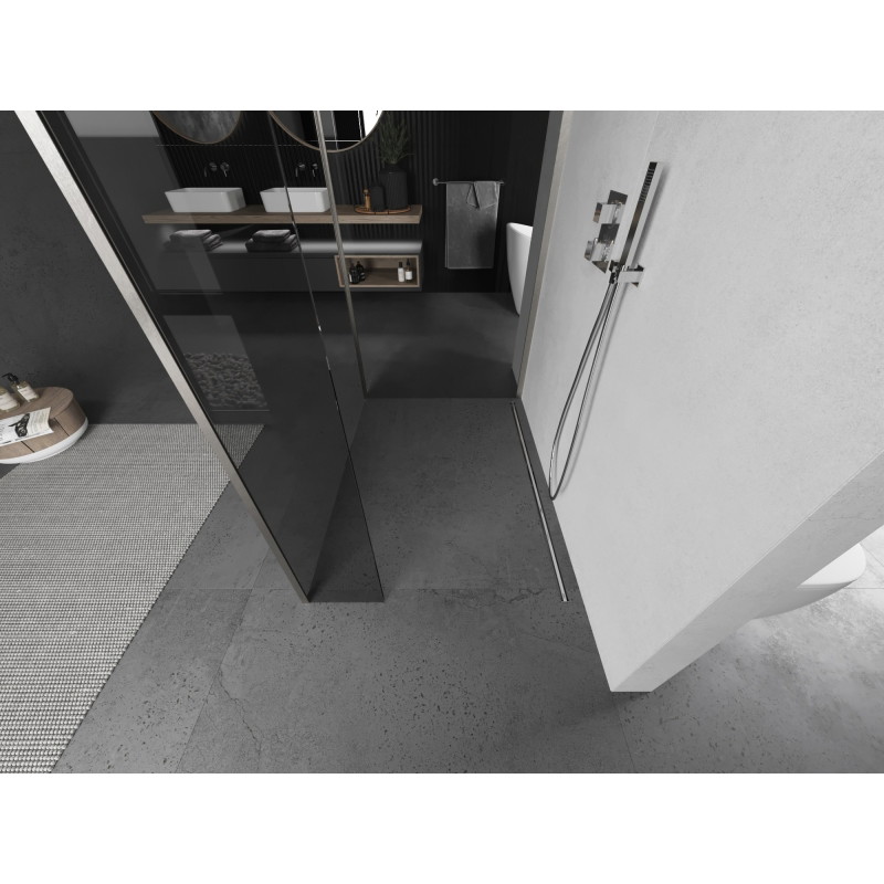 Mexen Kioto sprchová zástěna Walk-in 135 x 100 x 30 cm, průhledná, kartáčovaný nikl - 800-135-100-221-97-00-030