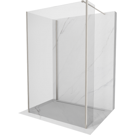 Mexen Kioto sprchová zástěna Walk-in 135 x 100 x 30 cm, průhledná, kartáčovaný nikl - 800-135-100-221-97-00-030
