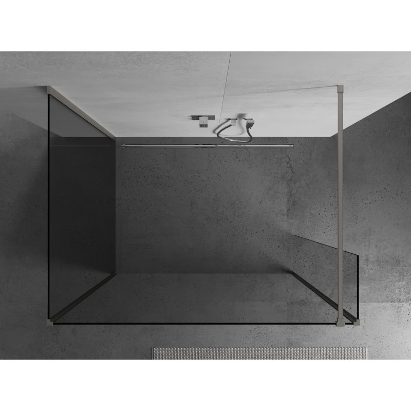 Mexen Kioto sprchová zástěna Walk-in 135 x 100 x 30 cm, průhledná, kartáčovaný nikl - 800-135-100-221-97-00-030
