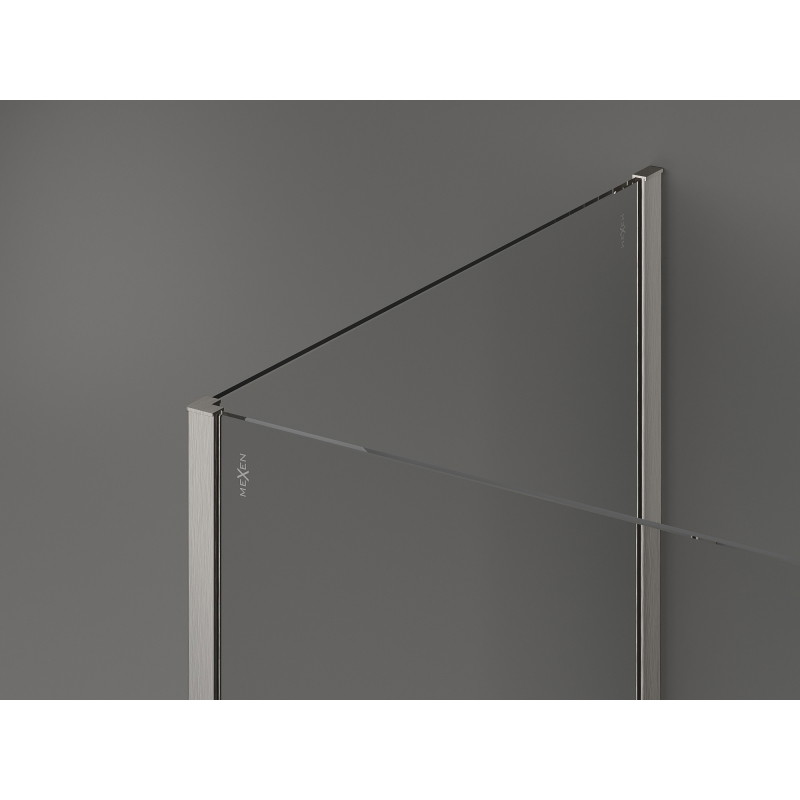 Mexen Kioto sprchová zástěna Walk-in 135 x 100 x 30 cm, průhledná, kartáčovaný nikl - 800-135-100-221-97-00-030