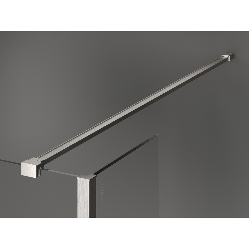 Mexen Kioto sprchová zástěna Walk-in 135 x 100 x 30 cm, průhledná, kartáčovaný nikl - 800-135-100-221-97-00-030