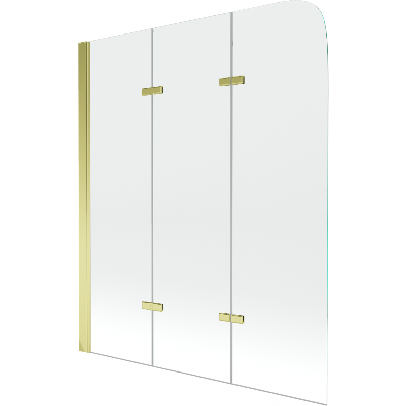 Mexen Felix vanová zástěna 3-dílná 120 x 140 cm, transparentní, zlatá - 890-120-003-50-00