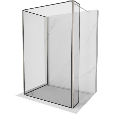 Mexen Kioto sprchová stěna Walk-in 130 x 110 x 30 cm, černý rám, kartáčovaný nikl - 800-130-110-221-97-70-030