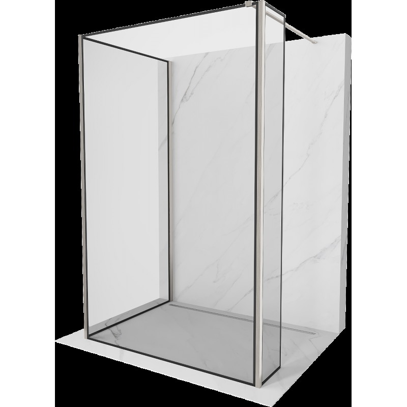 Mexen Kioto sprchová stěna Walk-in 140 x 110 x 30 cm, černý vzor, kartáčovaný nikl - 800-140-110-221-97-70-030