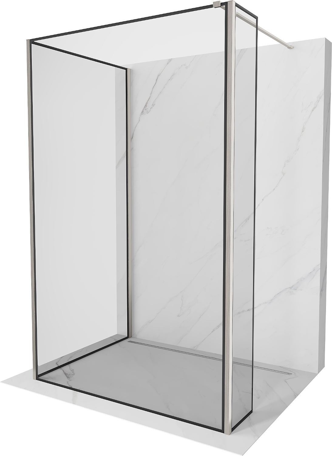 Mexen Kioto sprchová stěna Walk-in 140 x 110 x 30 cm, černý vzor, kartáčovaný nikl - 800-140-110-221-97-70-030