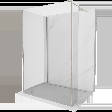 Mexen Kioto sprchová stěna Walk-in 135 x 70 x 40 cm, transparentní, kartáčovaný nikl - 800-135-070-221-97-00-040