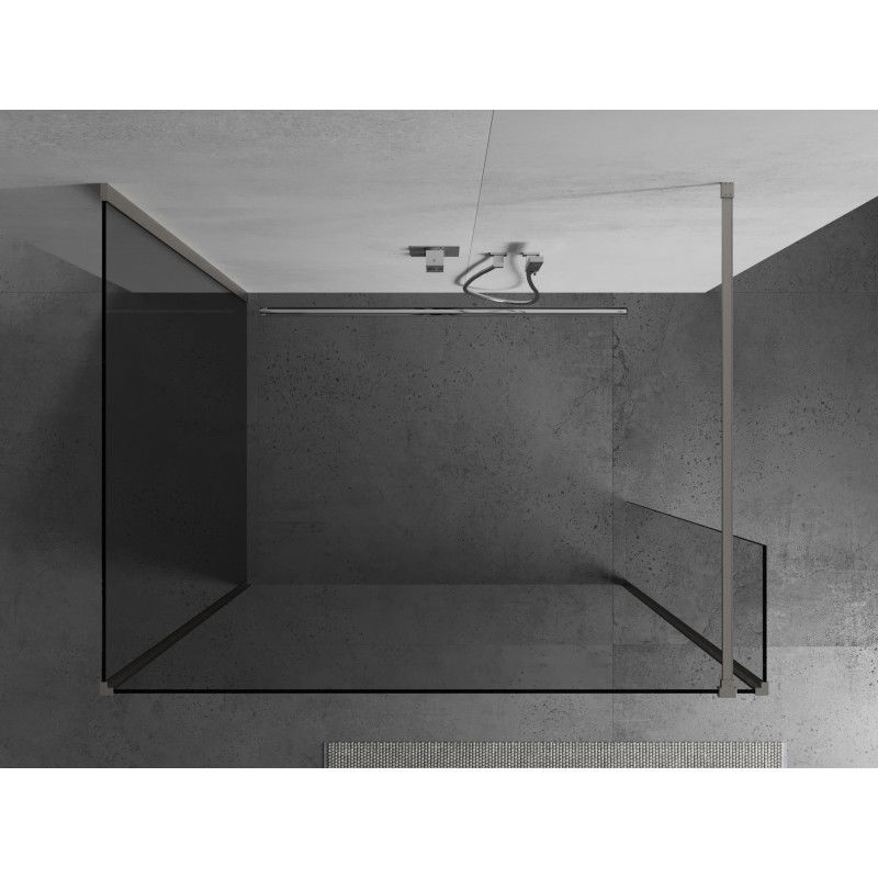 Mexen Kioto sprchová stěna Walk-in 135 x 80 x 40 cm, průhledná, kartáčovaný nikl - 800-135-080-221-97-00-040