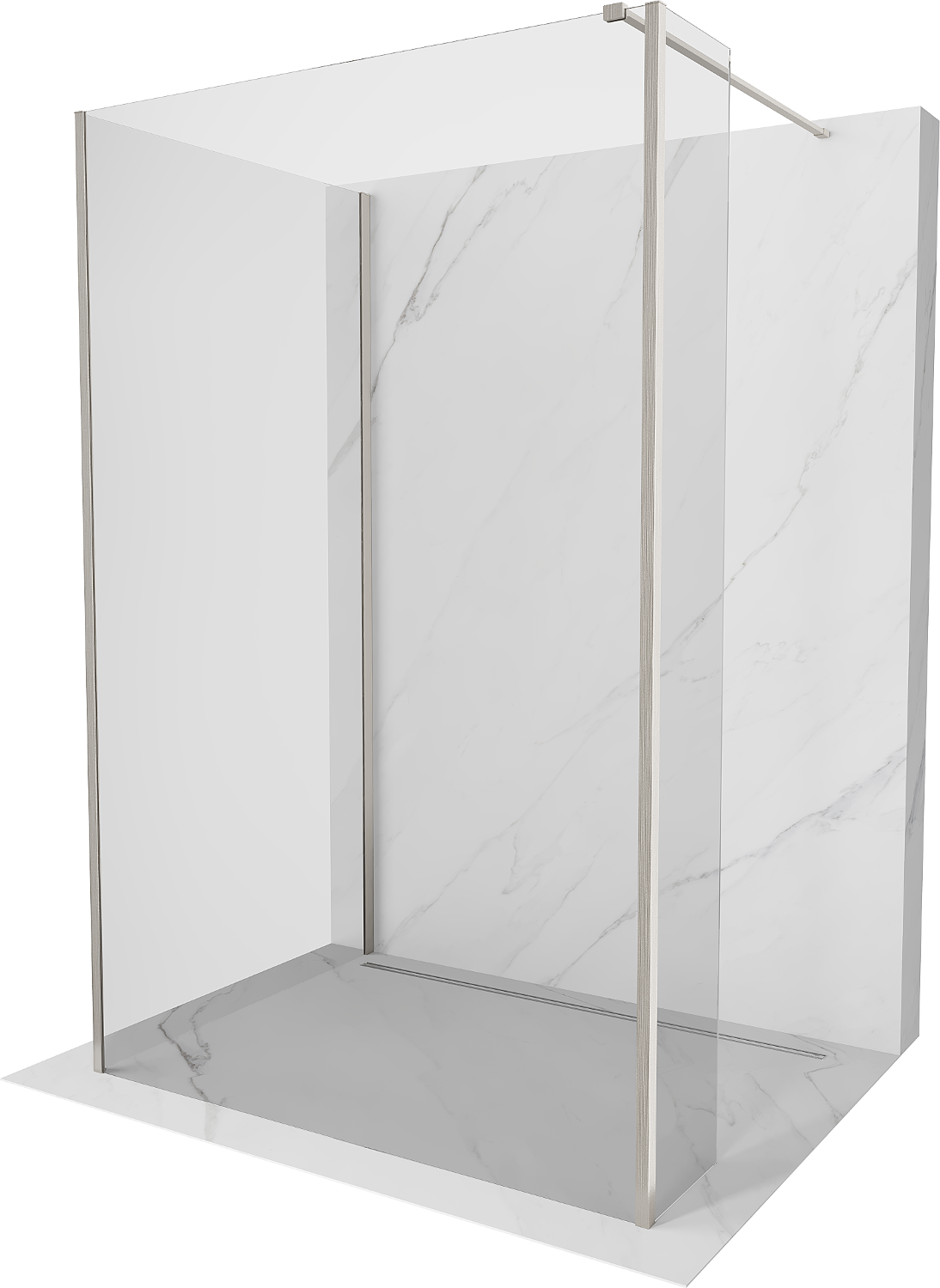 Mexen Kioto sprchová stěna Walk-in 120 x 85 x 40 cm, transparentní, kartáčovaný nikl - 800-120-085-221-97-00-040