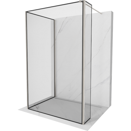 Mexen Kioto sprchová zástěna Walk-in 140 x 120 x 40 cm, černý rám, kartáčovaný nikl - 800-140-120-221-97-70-040