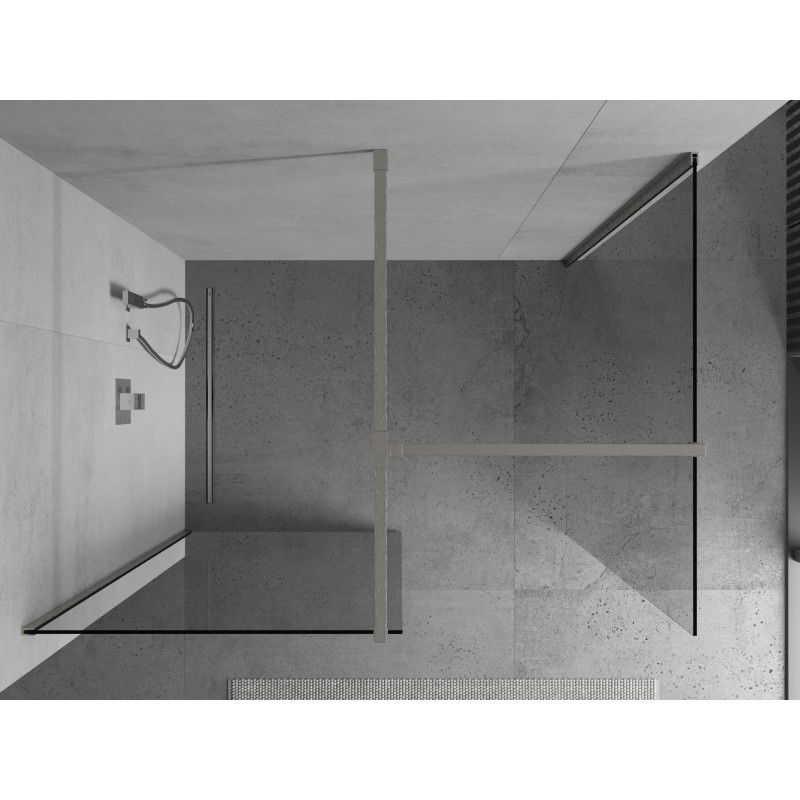 Mexen Kioto sprchová stěna Walk-in 90 x 70 cm, průhledná, kartáčovaný nikl - 800-090-202-97-00-070