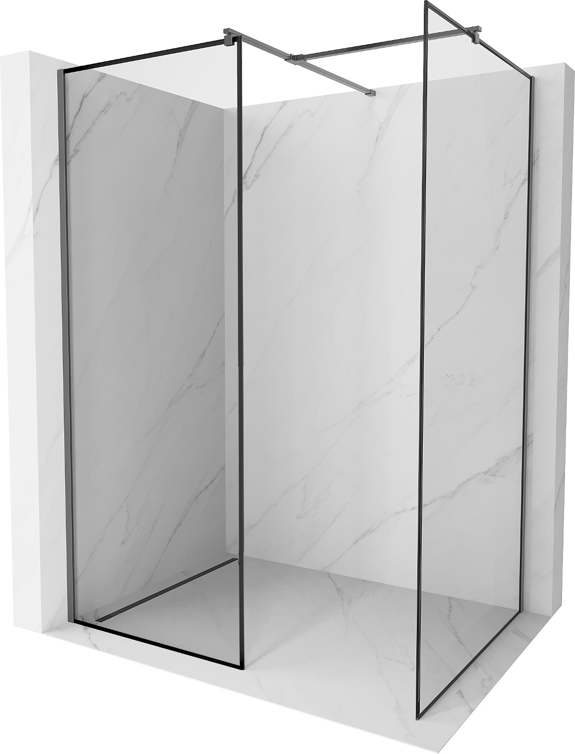 Mexen Kioto sprchová stěna Walk-in 120 x 80 cm, černý vzor, gun metal - 800-120-202-95-70-080