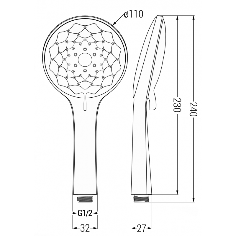 Mexen R-74 sprchová hlavice 3-funkční, chrom/bílá - 79574-00