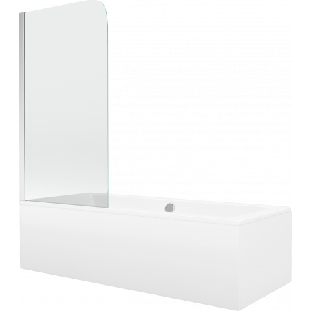 Mexen Cube obdélníková vana 170 x 80 cm s krytem a jednokřídlým zástěnou 80 cm, transparentní, chrom