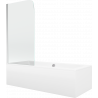 Mexen Cube obdélníková vana 170 x 80 cm s krytem a jednokřídlým zástěnou 80 cm, transparentní, chrom