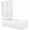 Mexen Cube obdélníková vana 170 x 80 cm s obložením a dvoukřídlou zástěnou 80 cm, transparentní, chrom