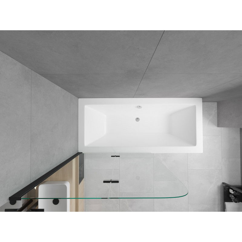 Mexen Cube obdélníková vana 170 x 80 cm s krytem a dvoukřídlým zástěnou 80 cm, transparentní, černá - 550517080X9008027000