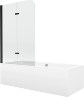 Mexen Cube obdélníková vana 170 x 80 cm s obložením a dvoukřídlým zástením 80 cm, transparentní, černá