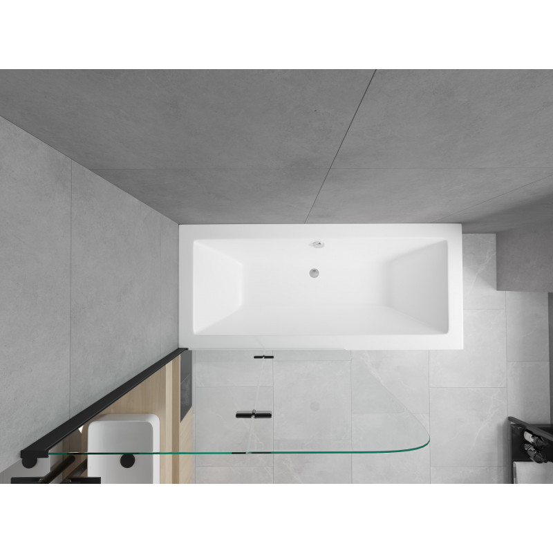 Mexen Cube obdélníková vana 170 x 80 cm s krytem a dvoukřídlou zástěnou 100 cm, transparentní, černá