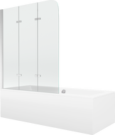 Mexen Cube Obdélníková vana 170 x 80 cm s obkladem a 3-křídlou zástěnou 120 cm, transparentní, chrom