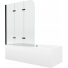 Mexen Cube obdélníková vana 170 x 80 cm s obkladem a 3-křídlovým paravánem 120 cm, transparentní, černý