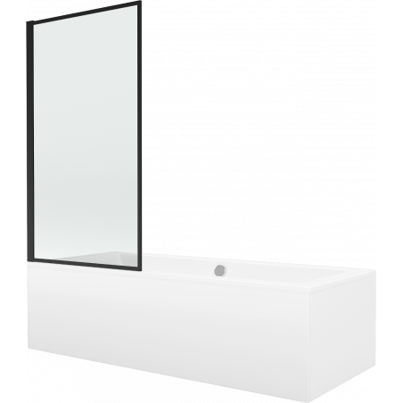 Mexen Cube obdélníková vana 170 x 80 cm s obložením a jednodílnou zástěnou 80 cm, černý vzor fix