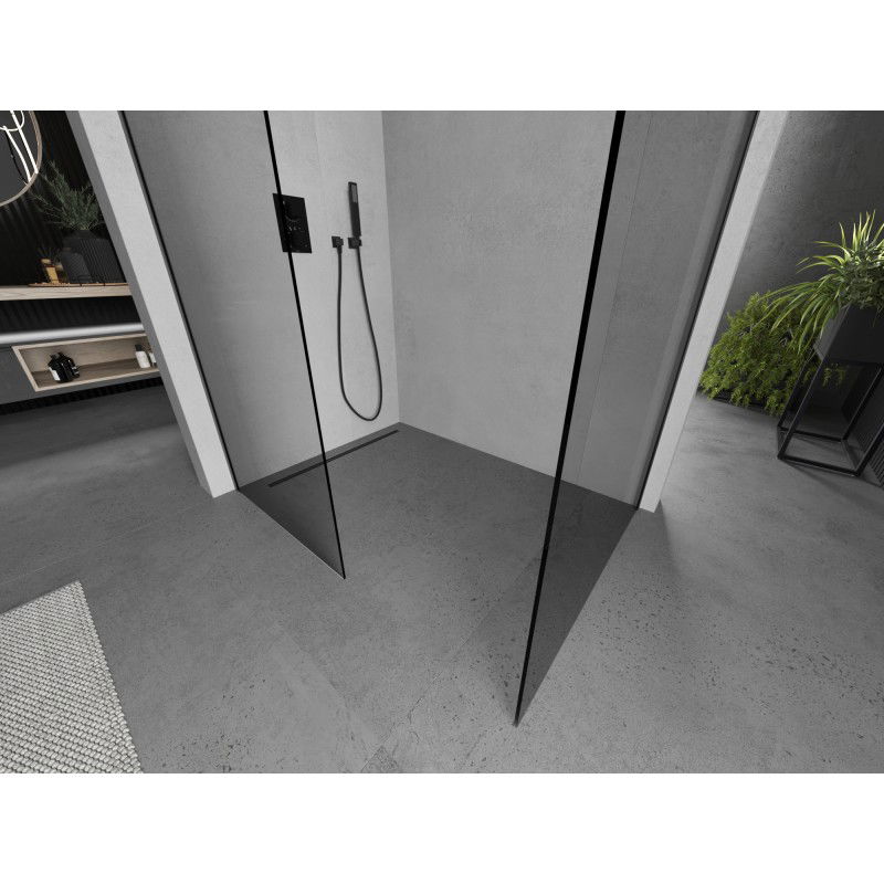Mexen Kioto sprchová stěna Walk-in 105 x 90 cm, průhledná, tmavý kov - 800-105-202-95-00-090