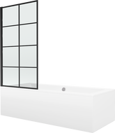 Mexen Cube obdélníková vana 170 x 80 cm s opláštěním a jedním křídlovým paravánem 80 cm, černý vzor