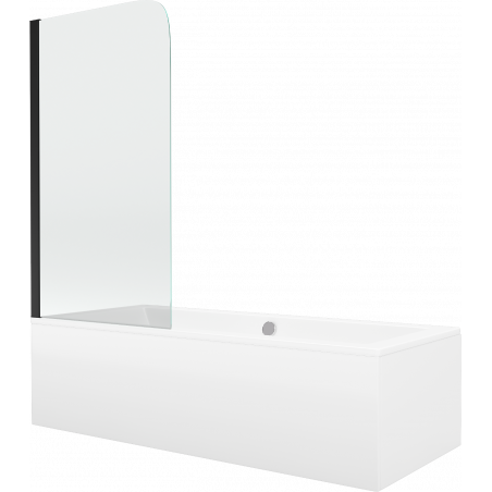 Mexen Cube obdélníková vana 180 x 80 cm s opláštěním a jednodílnou zástěnou 70 cm, transparentní, černá