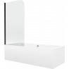Mexen Cube obdélníková vana 180 x 80 cm s opláštěním a jednodílnou zástěnou 70 cm, transparentní, černá