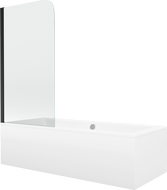 Mexen Cube obdélníková vana 180 x 80 cm s opláštěním a jednodílnou zástěnou 70 cm, transparentní, černá
