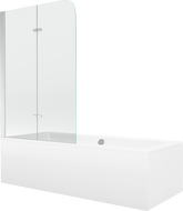 Mexen Cube obdélníková vana 180 x 80 cm s opláštěním a dvoukřídlou zástěnou 100 cm, transparentní, chromová