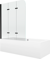 Mexen Cube obdélníková vana 180 x 80 cm s pláštěm a 3-křídlovou zástěnou 120 cm, Průhledné, Černá - 550518080X9012037000