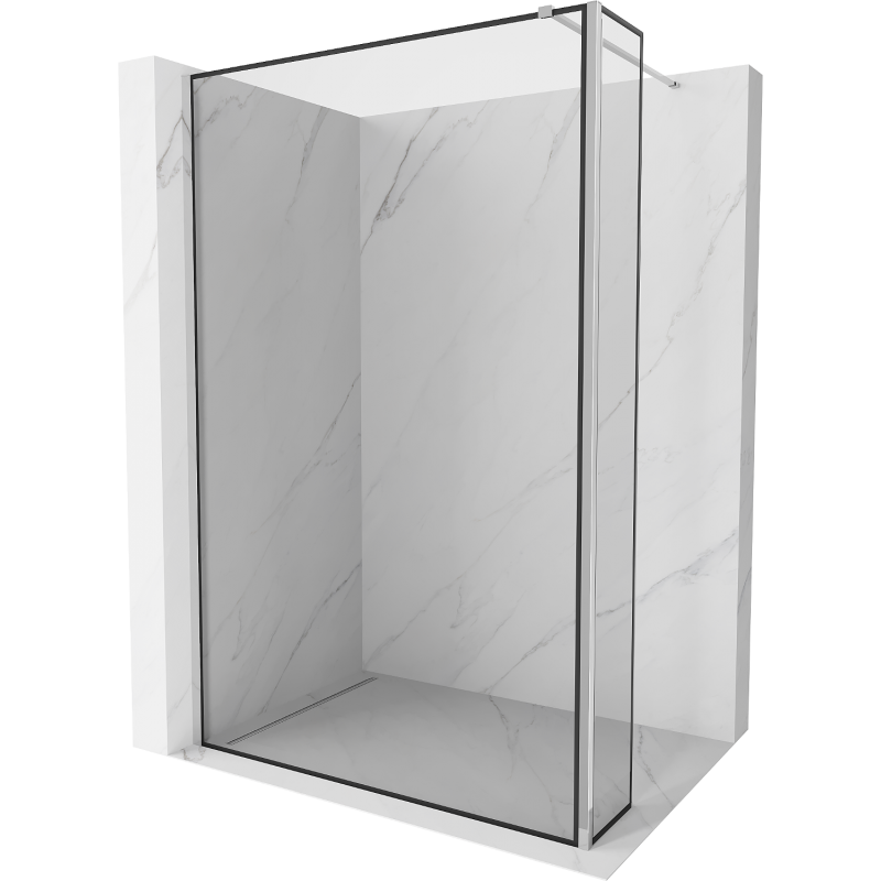 Mexen Kioto sprchová stěna Walk-in 130 x 30 cm, černý rám, chrom - 800-130-212-01-70-030