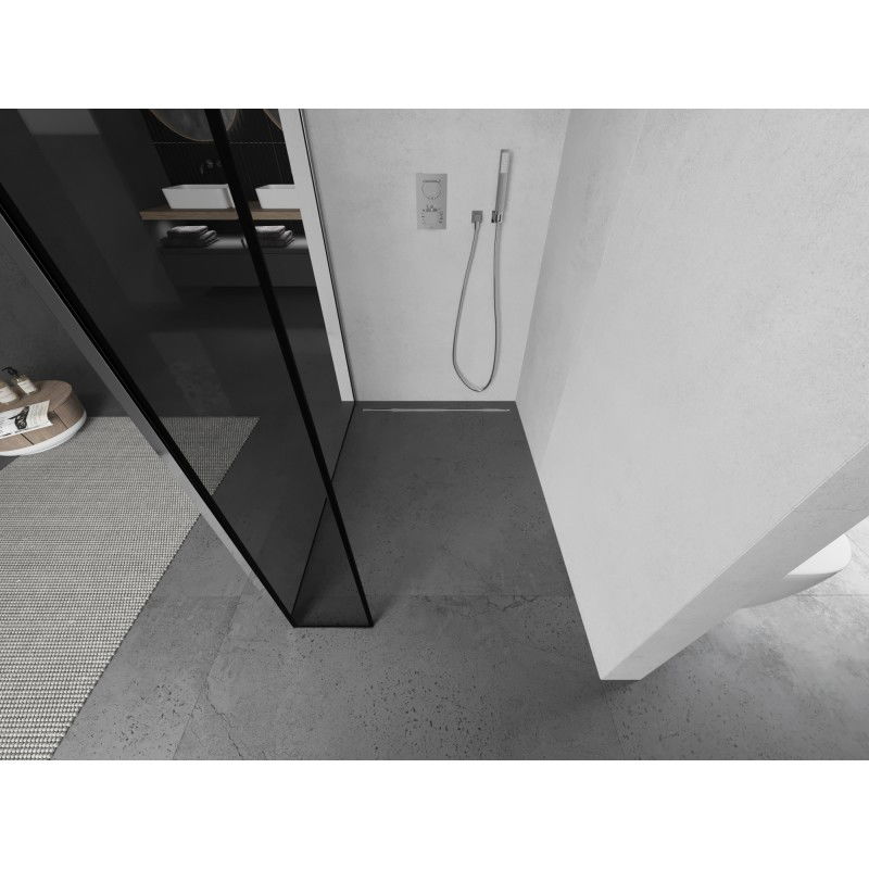 Mexen Kioto sprchová stěna Walk-in 160 x 30 cm, černý rámeček, chrom - 800-160-212-01-70-030