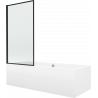 Mexen Cube obdélníková vana 180 x 80 cm s obkladem a jednokřídlým paravánem 80 cm, černý vzor fix