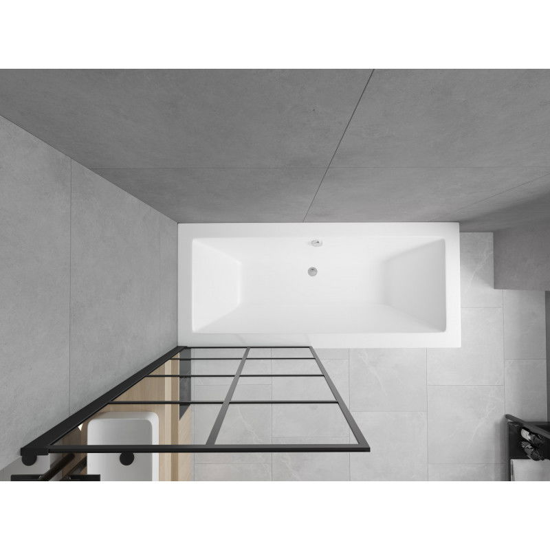 Mexen Cube obdélníková vana 180 x 80 cm s krytem a 1křídlou zástěnou 80 cm, černý vzor fix - 550518080X9308007077