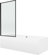Mexen Cube obdélníková vana 180 x 80 cm s pláštěm 1-křídlovou zástěnou 80 cm, Černý vzor - 550518080X9308017070